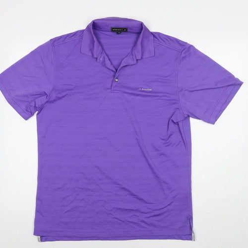 Aston Martin Mens Purple Polyester Polo Size M Collared Pullover - Logo