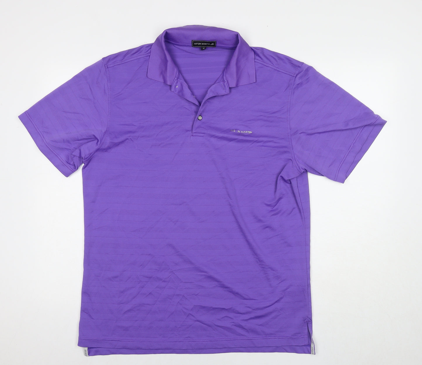 Aston Martin Mens Purple Polyester Polo Size M Collared Pullover - Logo