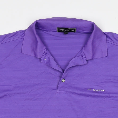 Aston Martin Mens Purple Polyester Polo Size M Collared Pullover - Logo