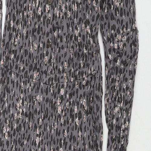 NEXT Girls Grey Floral Viscose Jumpsuit One-Piece Size 11 Years L20 in Button