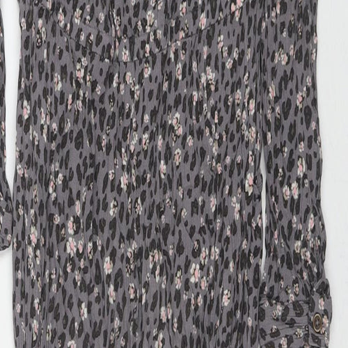 NEXT Girls Grey Floral Viscose Jumpsuit One-Piece Size 11 Years L20 in Button