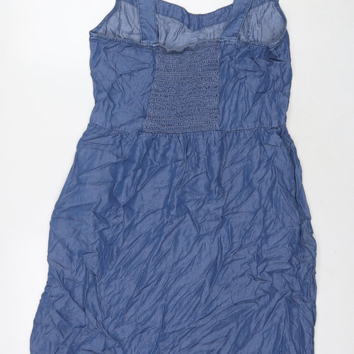 Mountain Warehouse Womens Blue Lyocell Tank Dress Size 14 Square Neck Pullover - Pockets