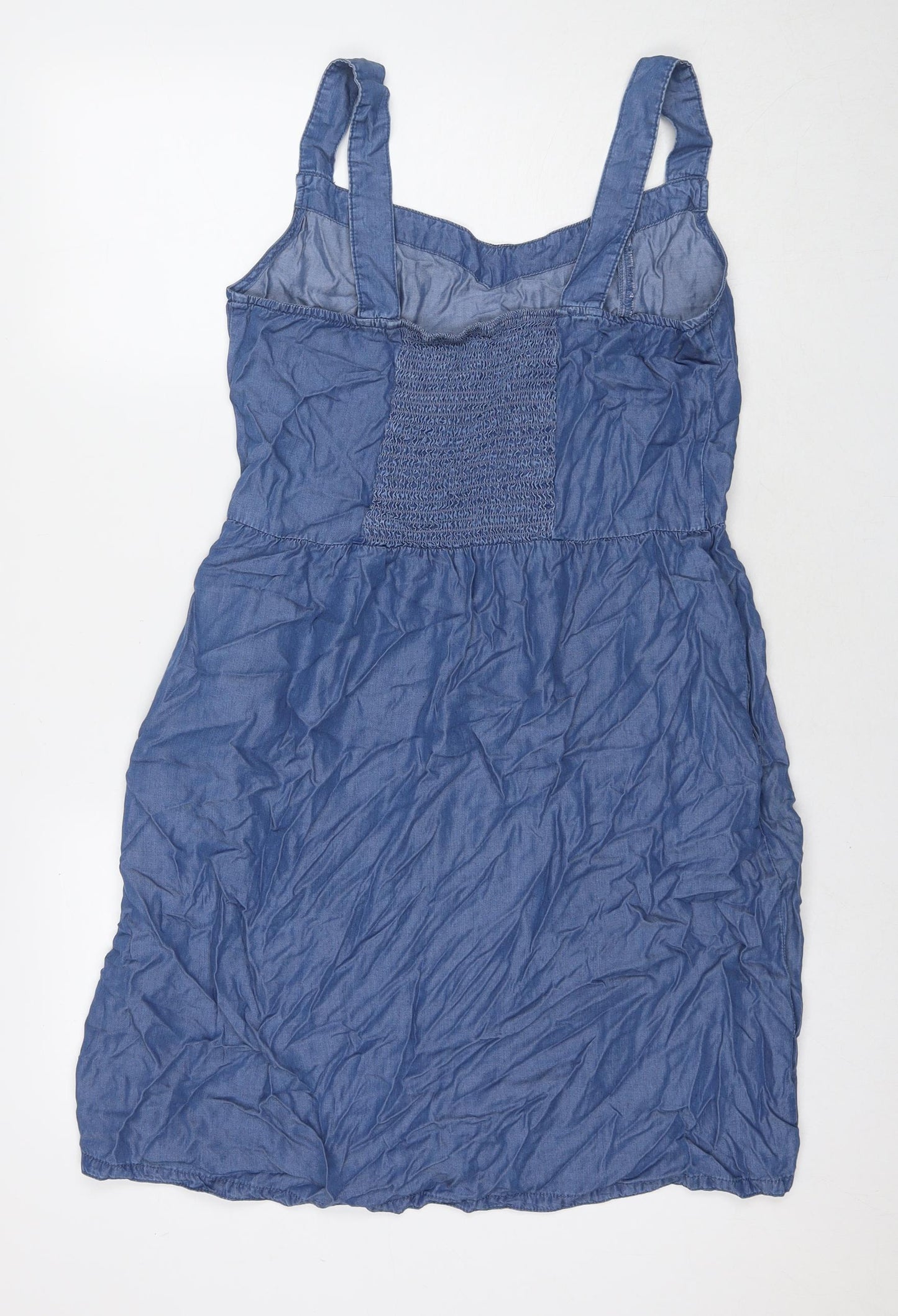 Mountain Warehouse Womens Blue Lyocell Tank Dress Size 14 Square Neck Pullover - Pockets