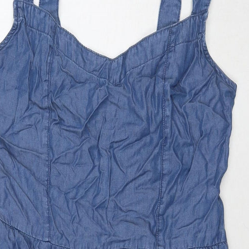 Mountain Warehouse Womens Blue Lyocell Tank Dress Size 14 Square Neck Pullover - Pockets