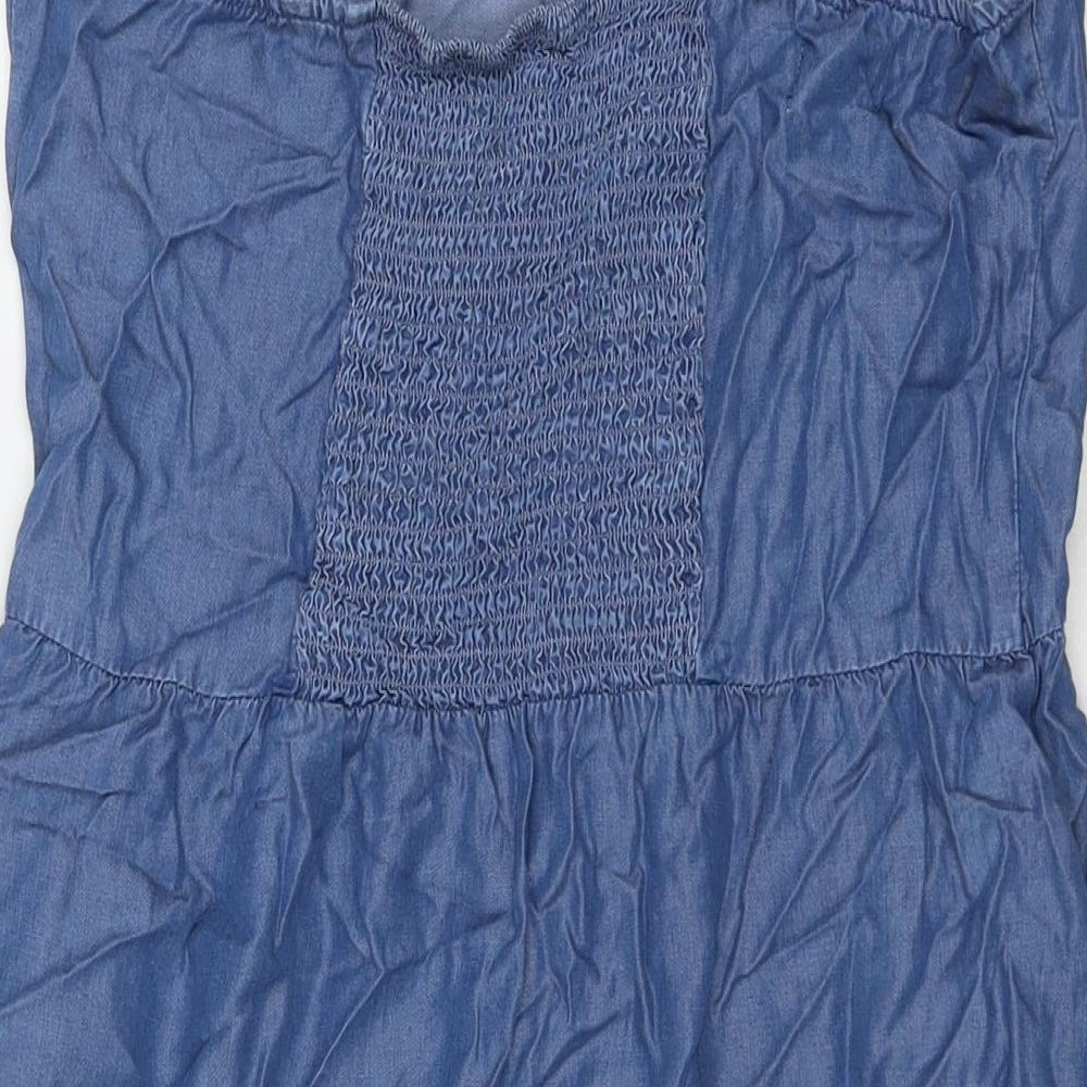Mountain Warehouse Womens Blue Lyocell Tank Dress Size 14 Square Neck Pullover - Pockets