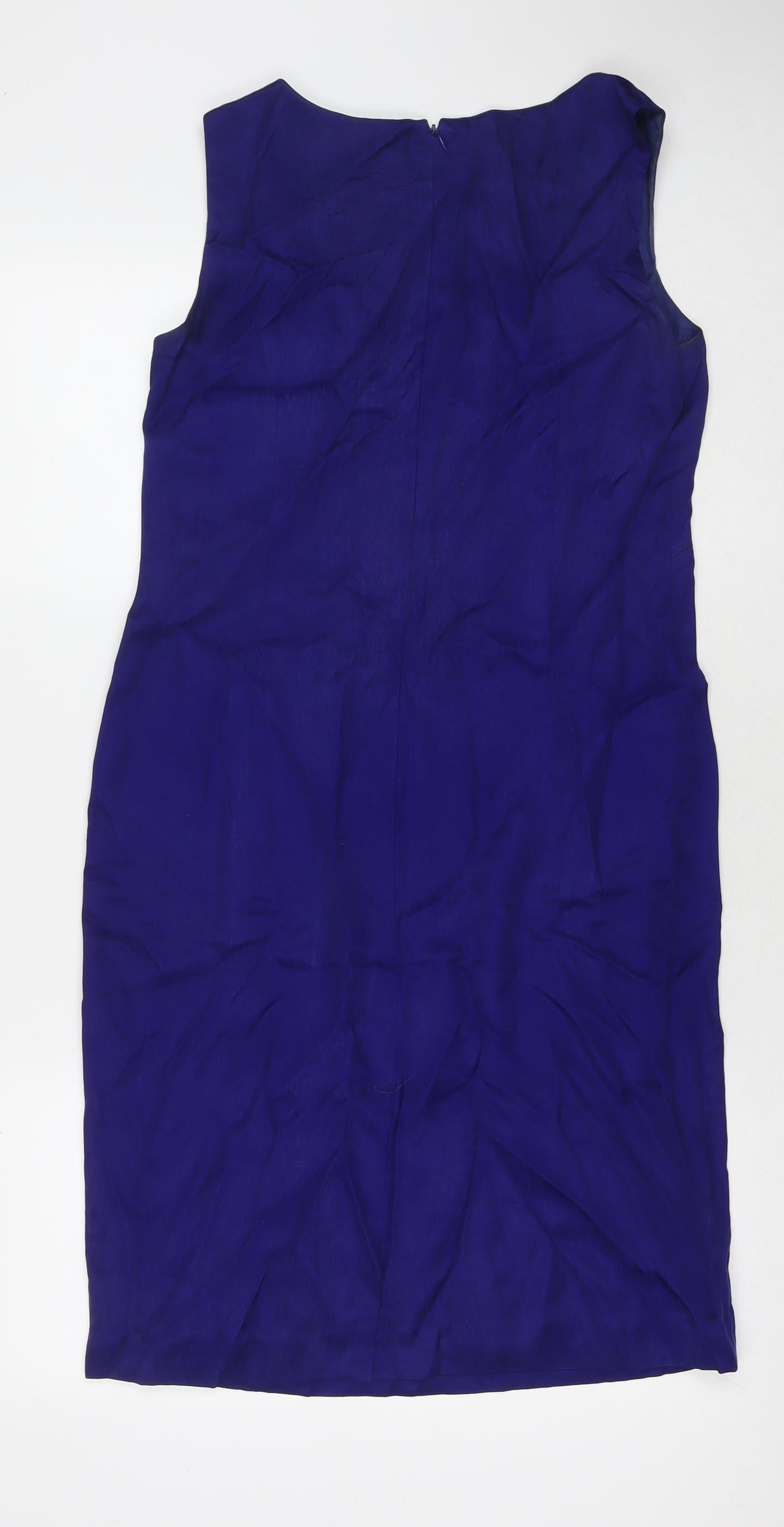 Precis Womens Blue Viscose A-Line Size 12 Round Neck Zip