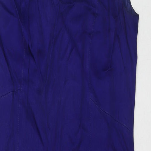 Precis Womens Blue Viscose A-Line Size 12 Round Neck Zip