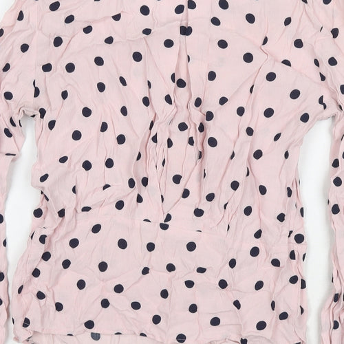 Marks and Spencer Womens Pink Polka Dot Viscose Basic Blouse Size 8 Round Neck