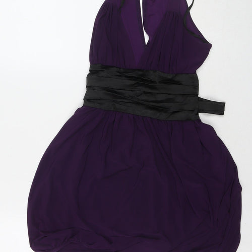 West One Womens Purple Polyester Mini Size 8 V-Neck Pullover