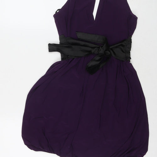 West One Womens Purple Polyester Mini Size 8 V-Neck Pullover