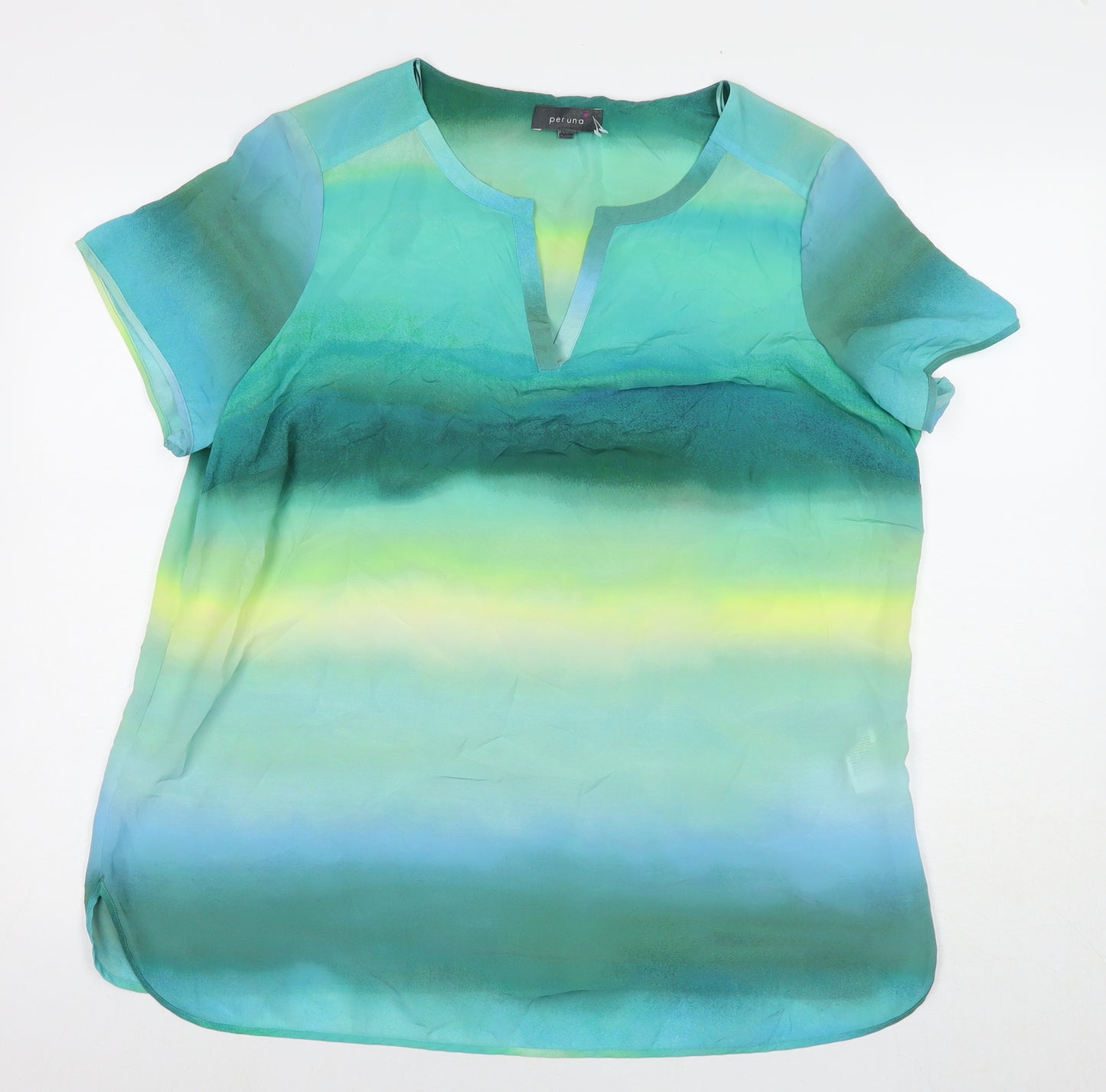 Per Una Womens Blue Striped Polyester Basic Blouse Size 20 V-Neck