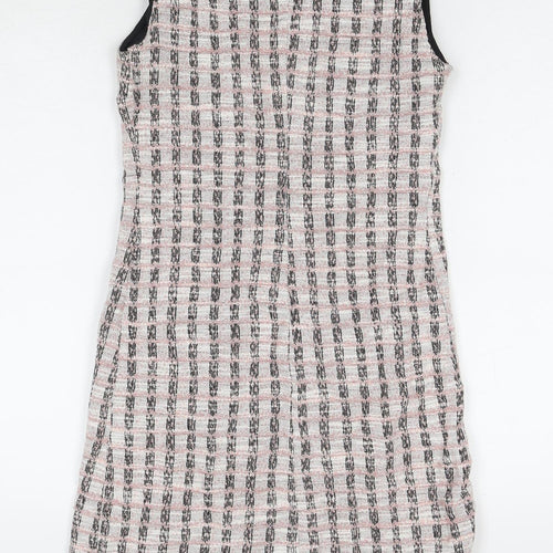 Dorothy Perkins Womens Beige Check Polyester A-Line Size 8 Round Neck Pullover