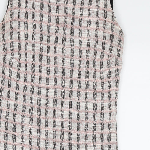 Dorothy Perkins Womens Beige Check Polyester A-Line Size 8 Round Neck Pullover