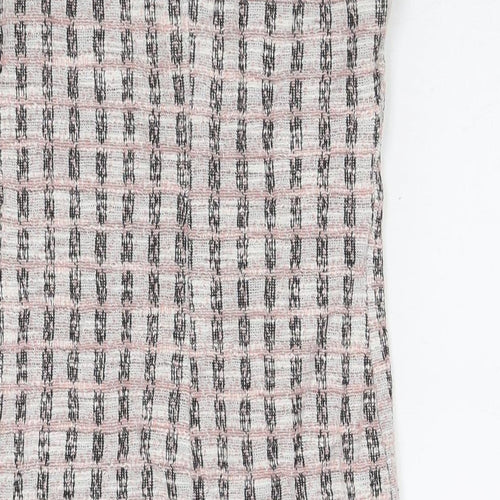 Dorothy Perkins Womens Beige Check Polyester A-Line Size 8 Round Neck Pullover