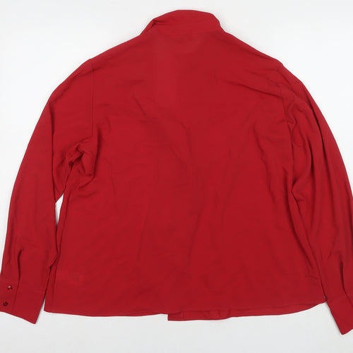 Marks and Spencer Womens Red Polyester Basic Button-Up Size 18 Collared