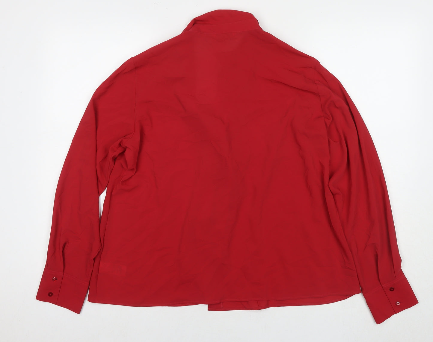 Marks and Spencer Womens Red Polyester Basic Button-Up Size 18 Collared