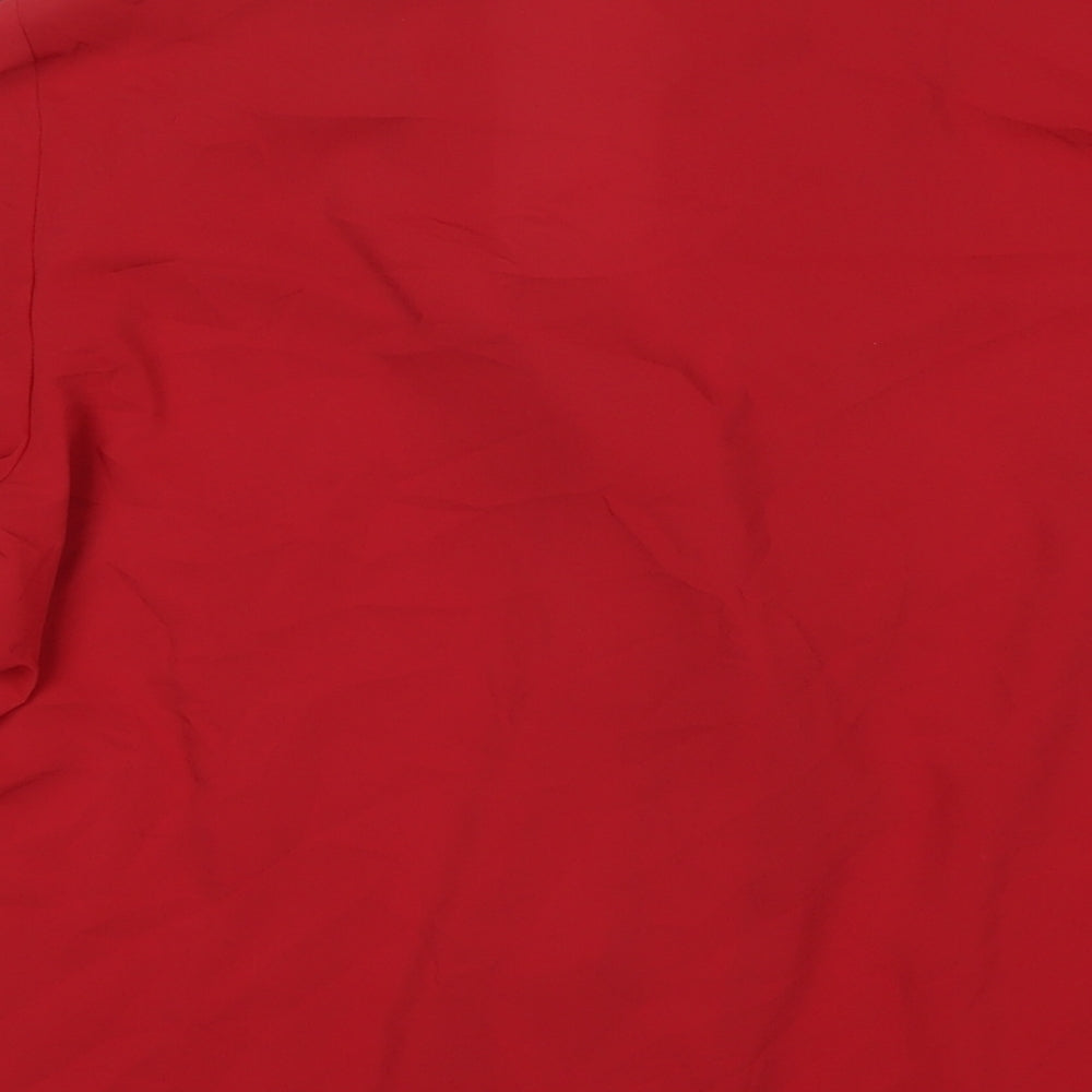 Marks and Spencer Womens Red Polyester Basic Button-Up Size 18 Collared