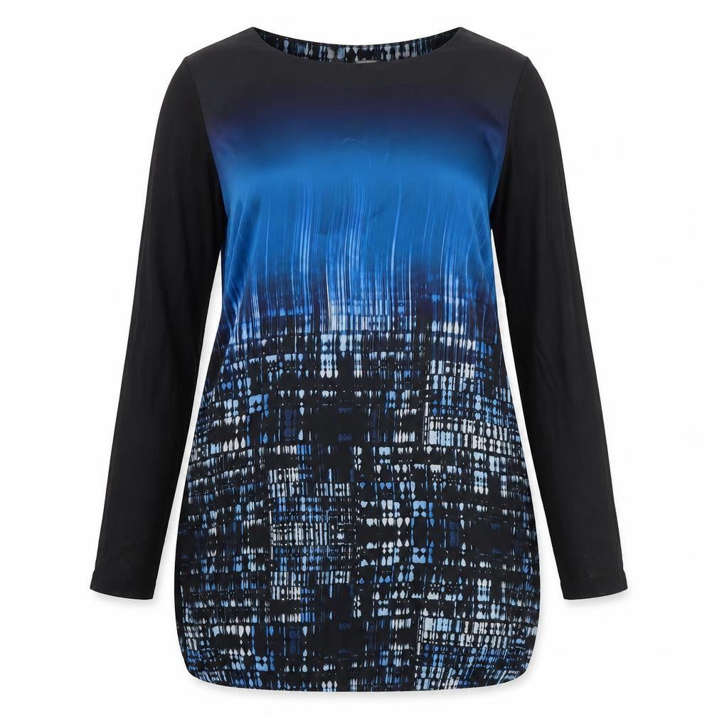 Front view of Marks & Spencer women’s multicoloured geometric polyester tunic blouse one size round neck