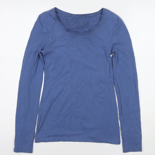 IRIS Womens Blue Acrylic Basic T-Shirt Size S Round Neck
