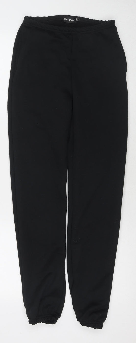 PRETTYLITTLETHING Womens Black Polyester Jogger Trousers Size 6 L29 in Regular