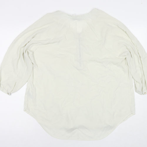 Marks and Spencer Womens Ivory Polyester Basic Button-Up Size 18 Round Neck