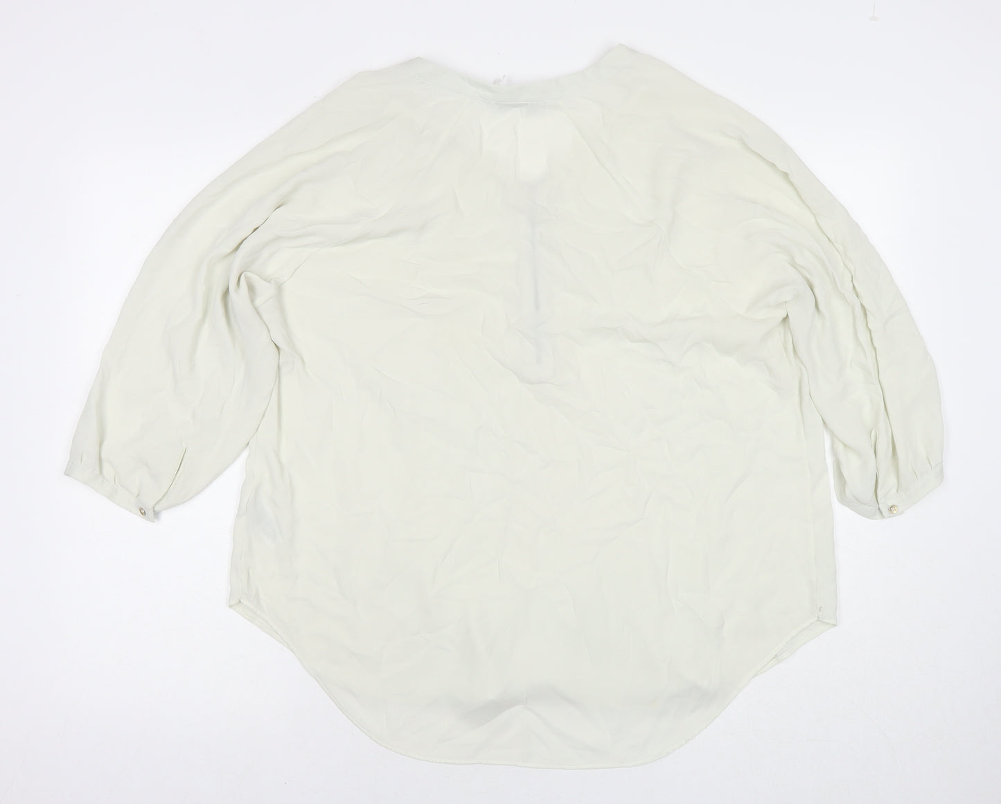 Marks and Spencer Womens Ivory Polyester Basic Button-Up Size 18 Round Neck