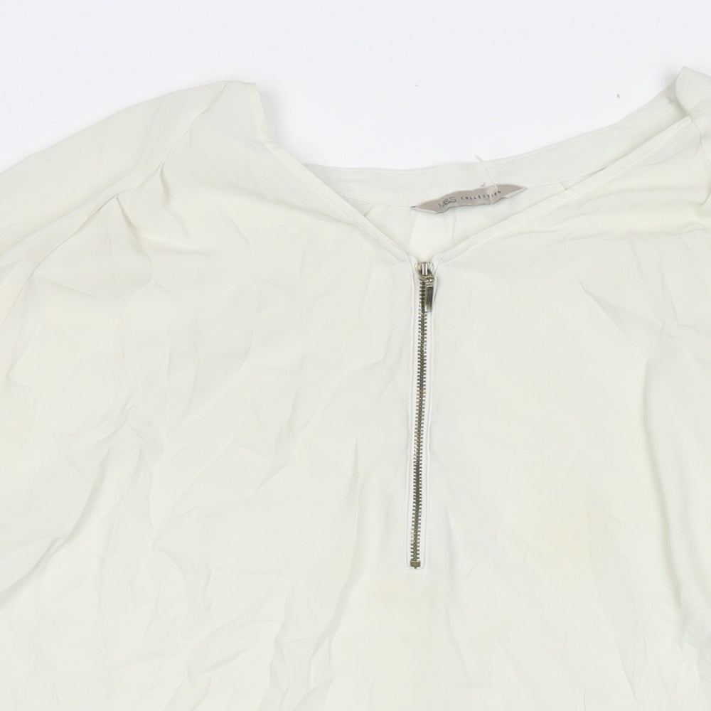 Marks and Spencer Womens Ivory Polyester Basic Button-Up Size 18 Round Neck