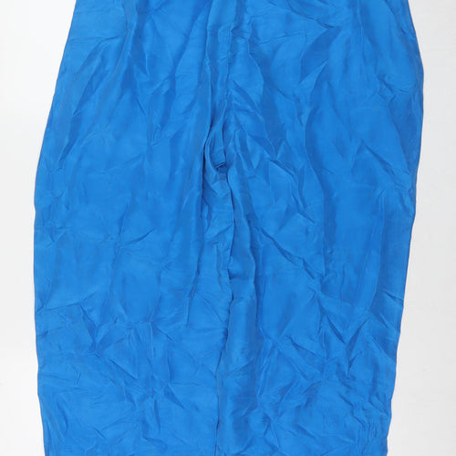 Sensations Womens Blue Silk Harem Trousers Size 18 L25 in Regular Drawstring