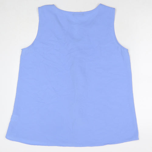 Mr.Max Womens Blue Polyester Basic Tank Size XL V-Neck