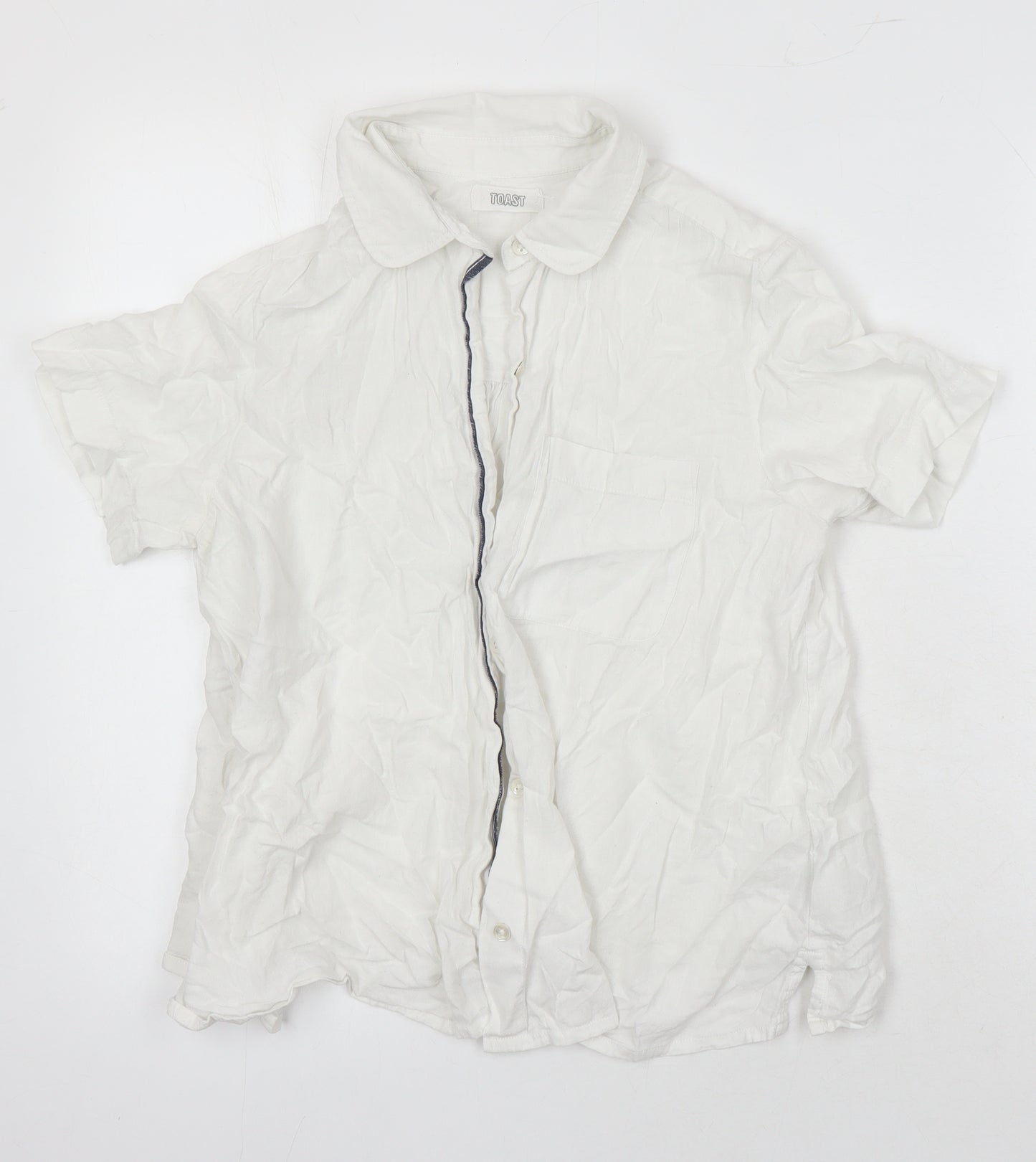 Toast Womens Silver 100% Cotton Tunic Blouse Size 12 Collared