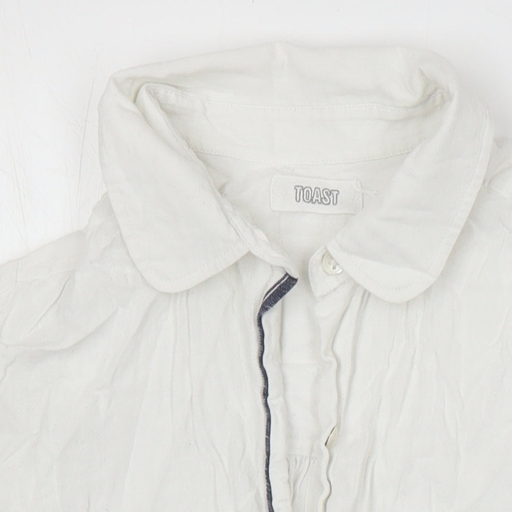 Toast Womens Silver 100% Cotton Tunic Blouse Size 12 Collared