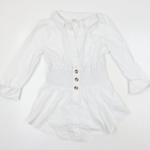 River Island Womens White Cotton Tunic Blouse Size 10 Collared