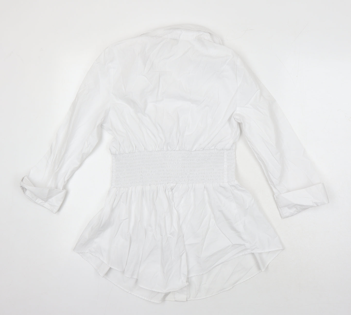 River Island Womens White Cotton Tunic Blouse Size 10 Collared