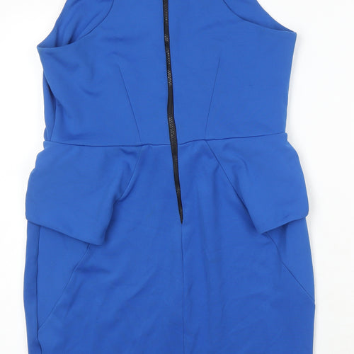 River Island Womens Blue Polyester Pencil Dress Size 14 Boat Neck