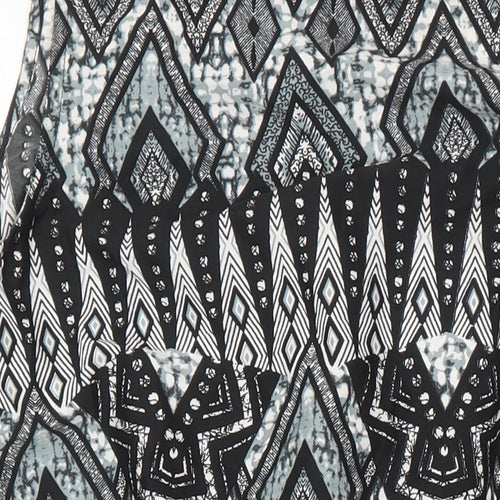Boohoo Womens Ivory Geometric Polyester A-Line Size 14 Round Neck