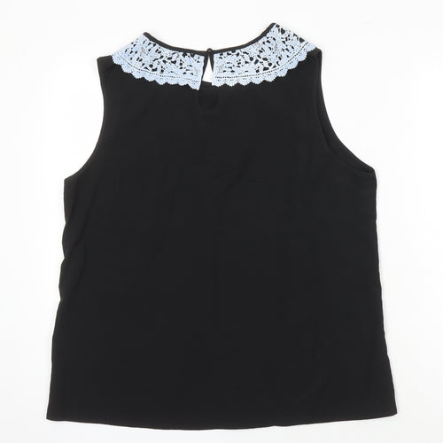 Sason Curve Womens Black Polyester Tunic Blouse Size XL Boat Neck - Lace Collar