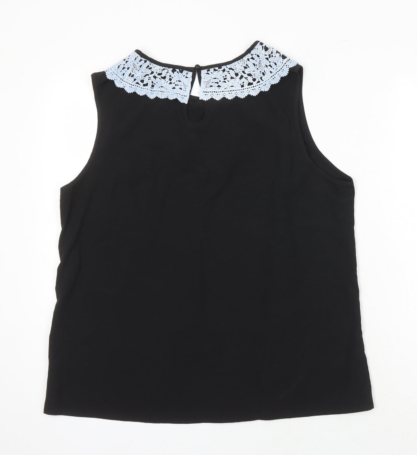 Sason Curve Womens Black Polyester Tunic Blouse Size XL Boat Neck - Lace Collar