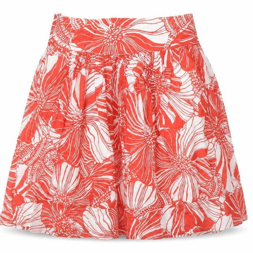M&S Womens Red Floral Cotton A-Line Skirt Size 8 Zip