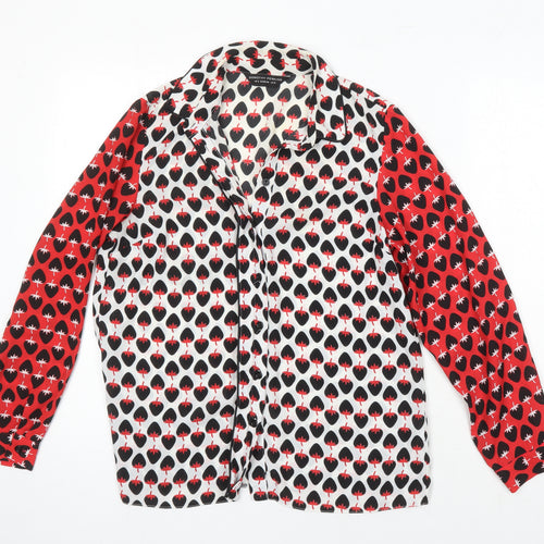 Dorothy Perkins Womens Multicoloured Geometric Polyester Basic Blouse Size 10 Collared - Strawberries