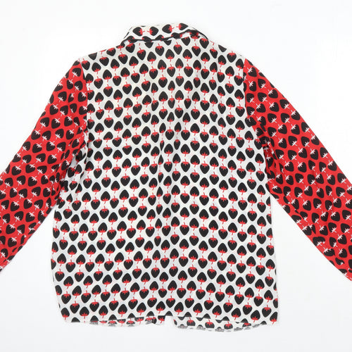 Dorothy Perkins Womens Multicoloured Geometric Polyester Basic Blouse Size 10 Collared - Strawberries