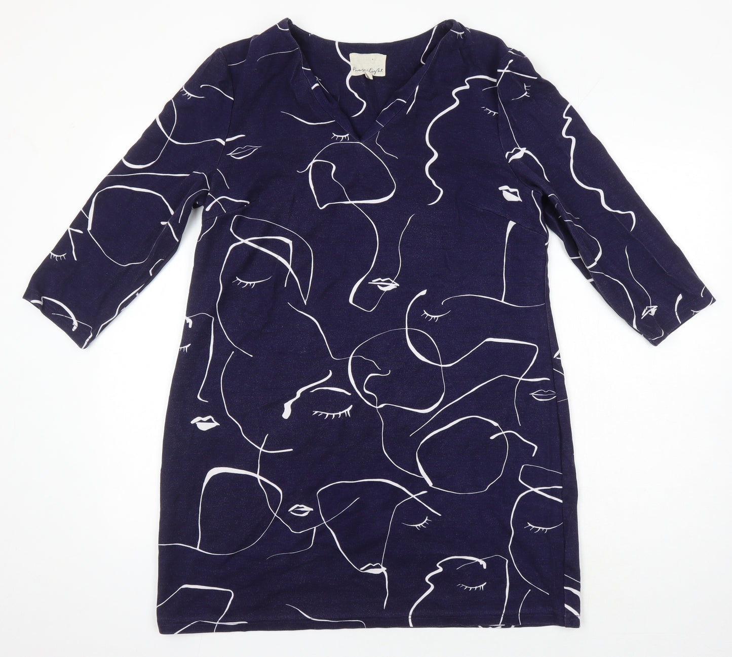 Phase Eight Womens Blue Geometric Viscose Shift Size 14 V-Neck