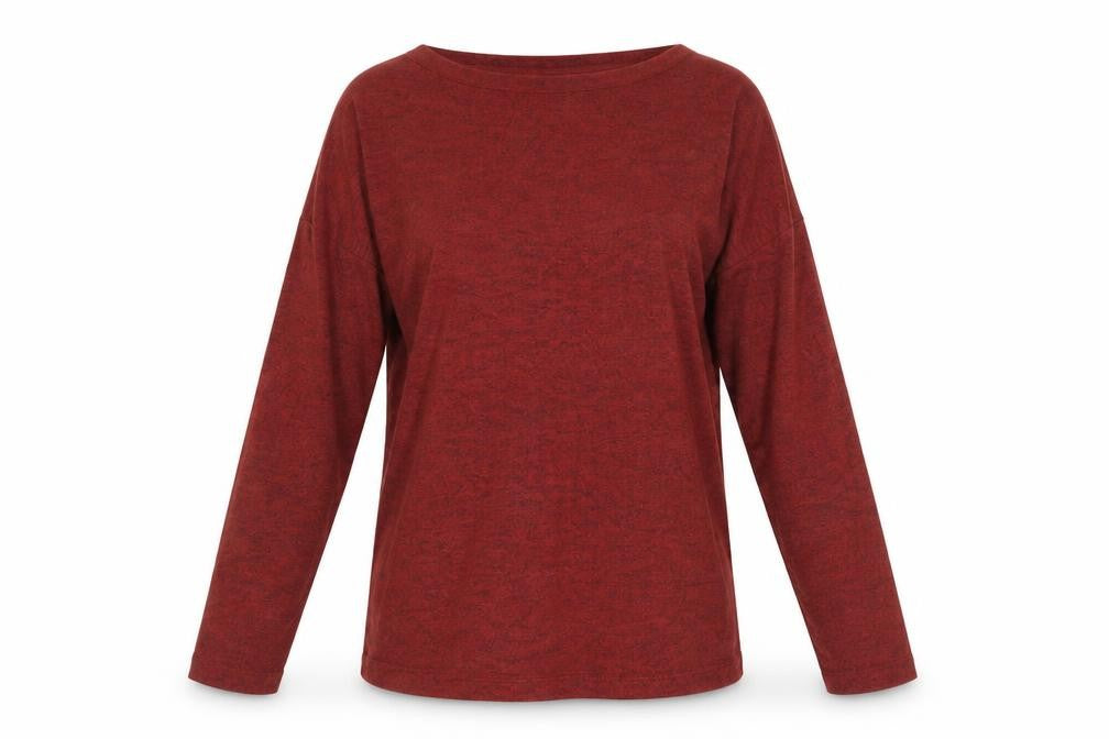 Front view of Soya Concept women’s brown boat neck viscose jumper, size XS