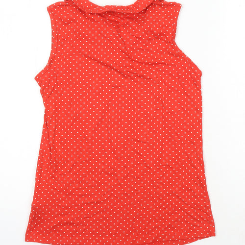 Red Herring Womens Red Polka Dot Cotton Tunic Button-Up Size 10 Collared