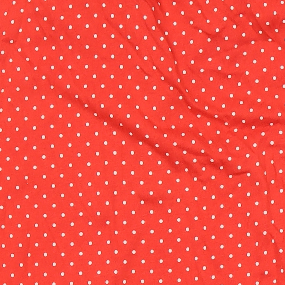 Red Herring Womens Red Polka Dot Cotton Tunic Button-Up Size 10 Collared