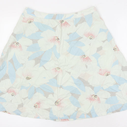 H&M Womens Multicoloured Floral Cotton A-Line Skirt Size 10