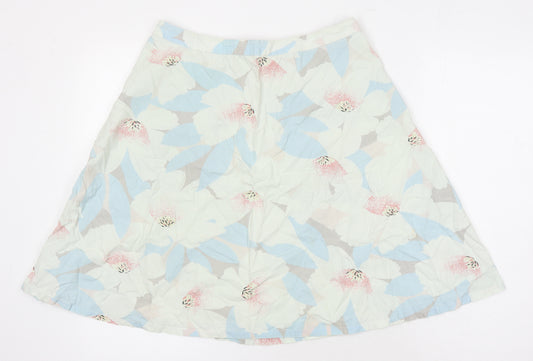 H&M Womens Multicoloured Floral Cotton A-Line Skirt Size 10