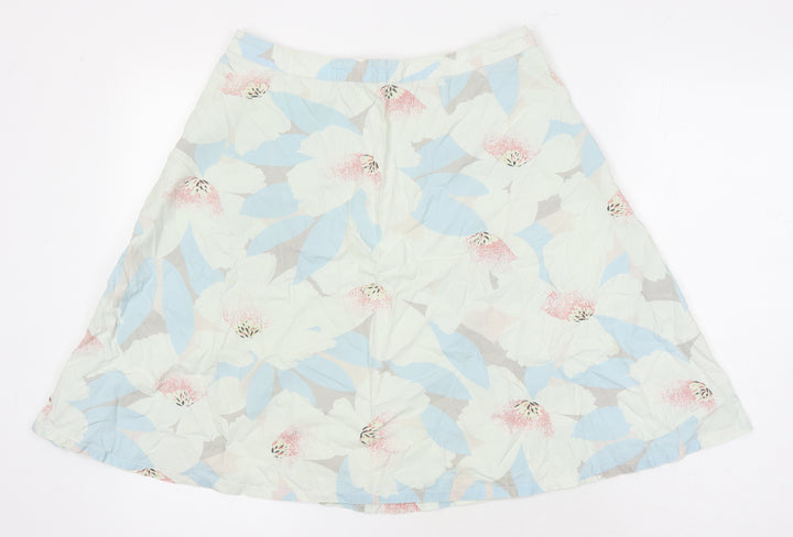 H&M Womens Multicoloured Floral Cotton A-Line Skirt Size 10
