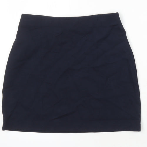 M&S Womens Blue Viscose Mini Skirt Size 10 - Elasticated waist