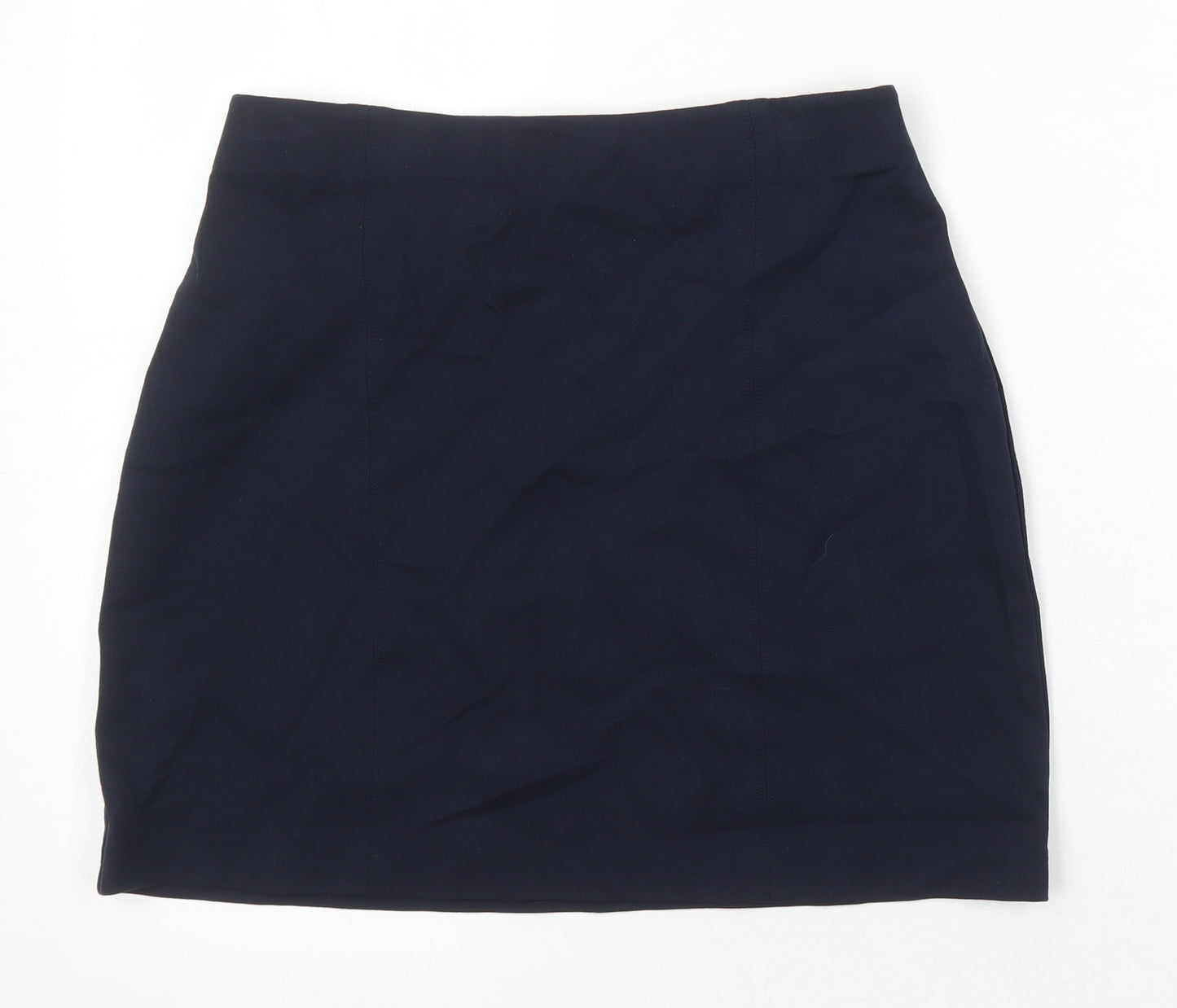 M&S Womens Blue Viscose Mini Skirt Size 10 - Elasticated waist