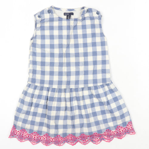 Gap Girls Multicoloured Check Cotton A-Line Size 4 Years Round Neck